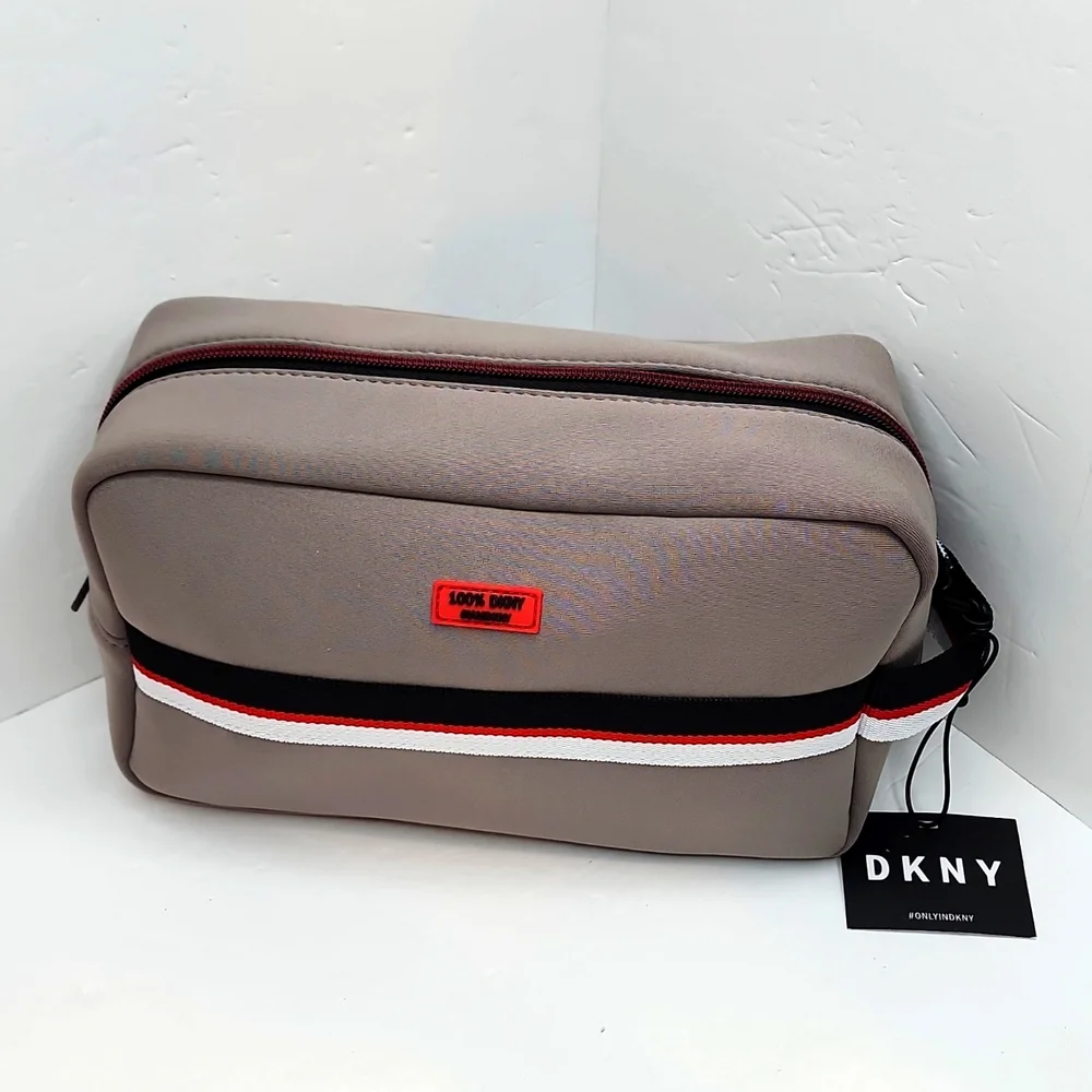 DKNY TOILETRY TRAVEL BAG, GREY